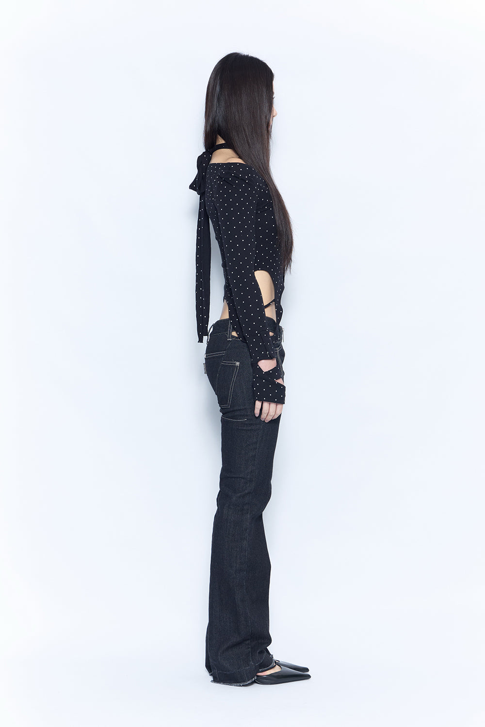cutout stitch denim