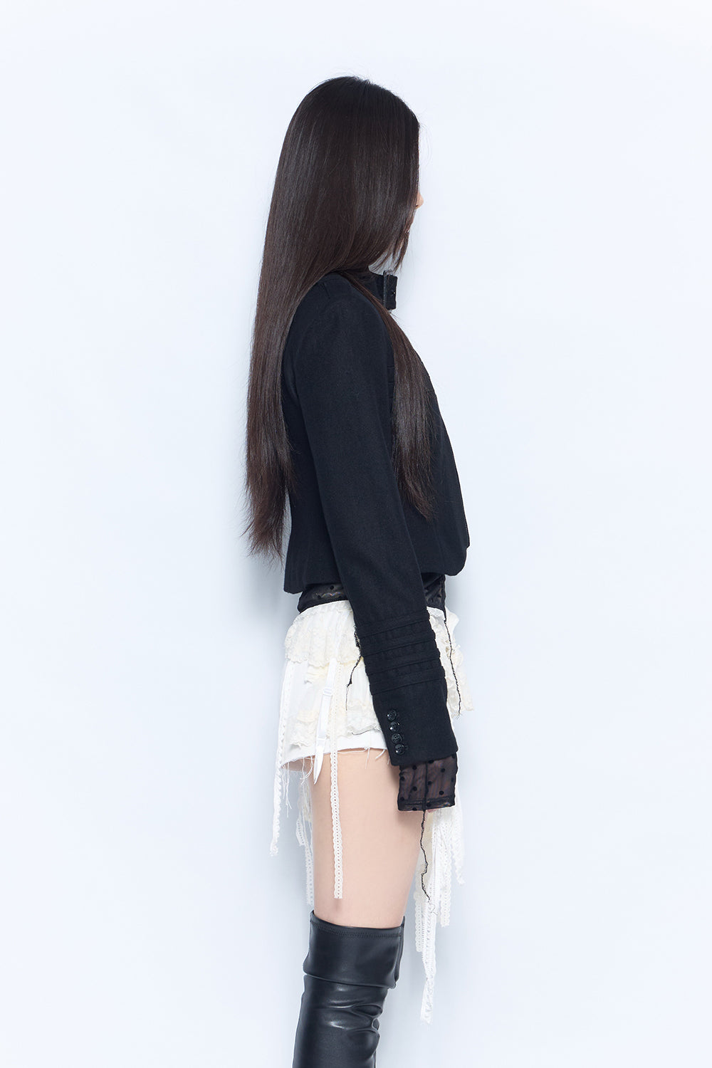 belted cross zip jacket