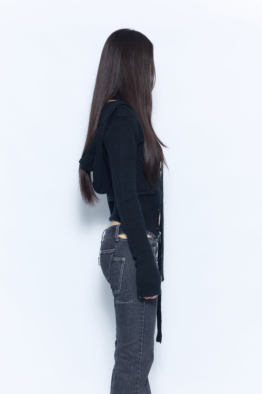 hooded tie knit tops