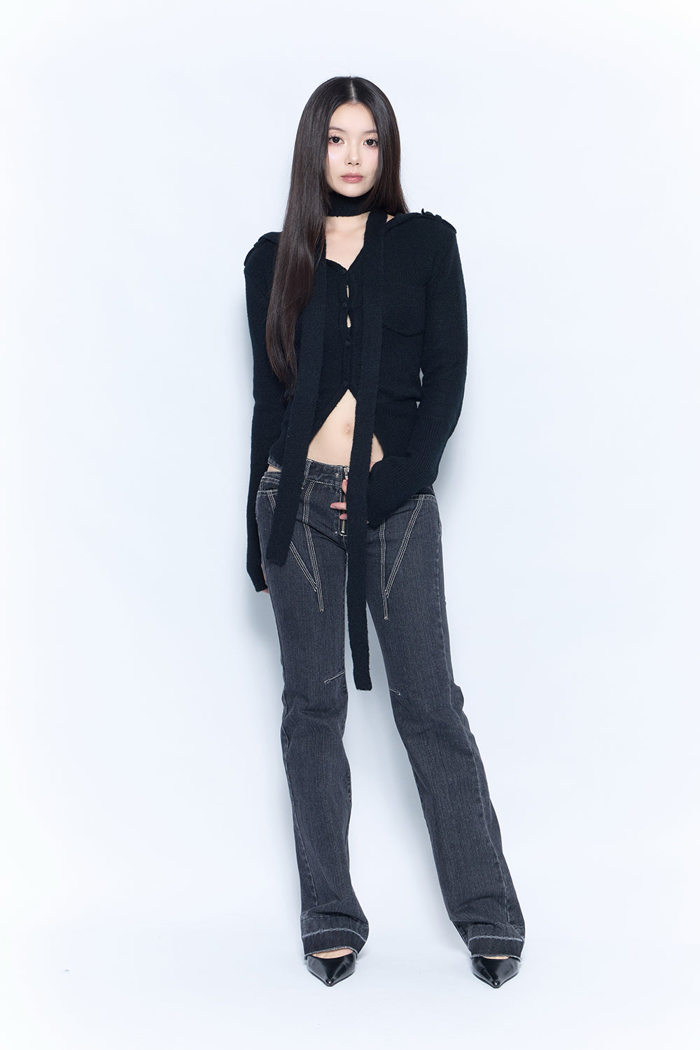 cutout stitch denim