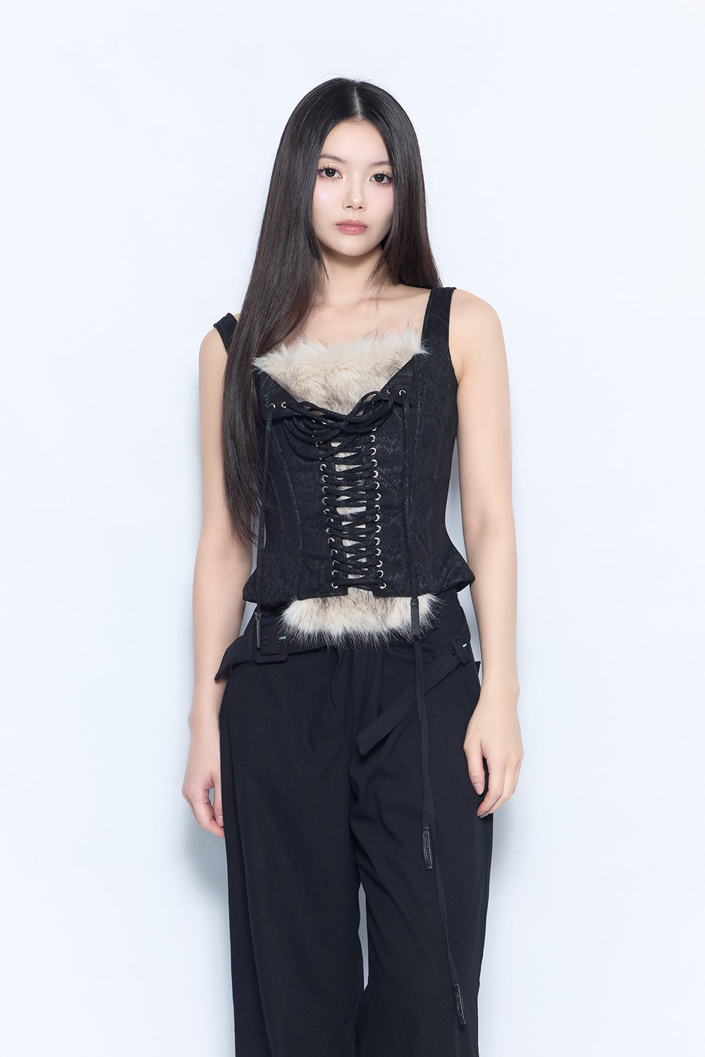 python fur corset tops