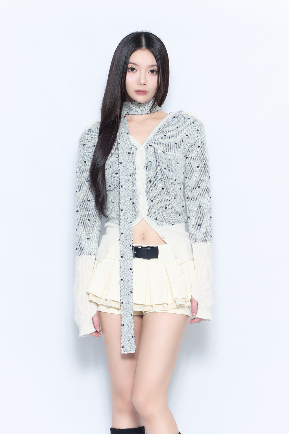 hooded tie knit tops