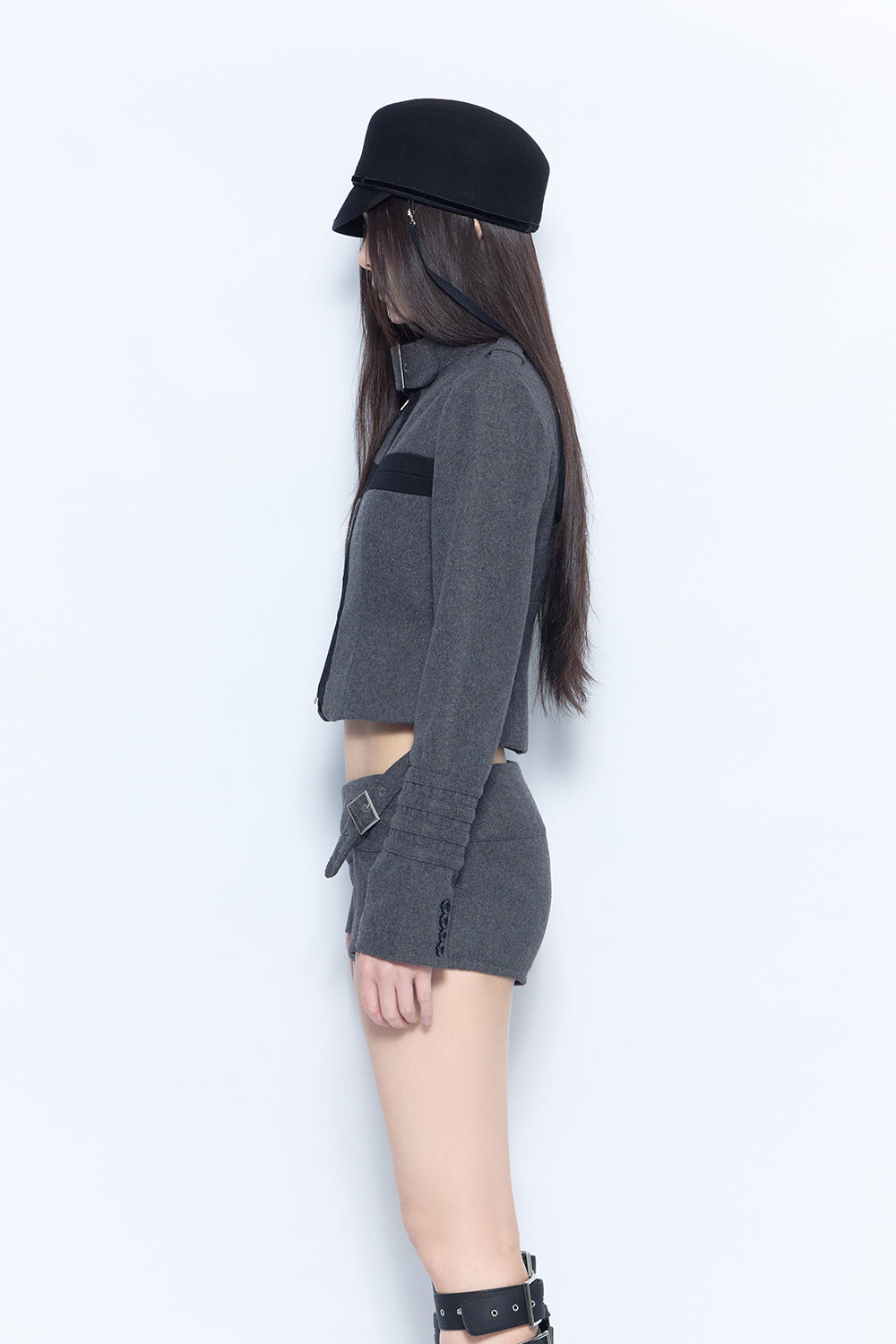 belted cross zip jacket