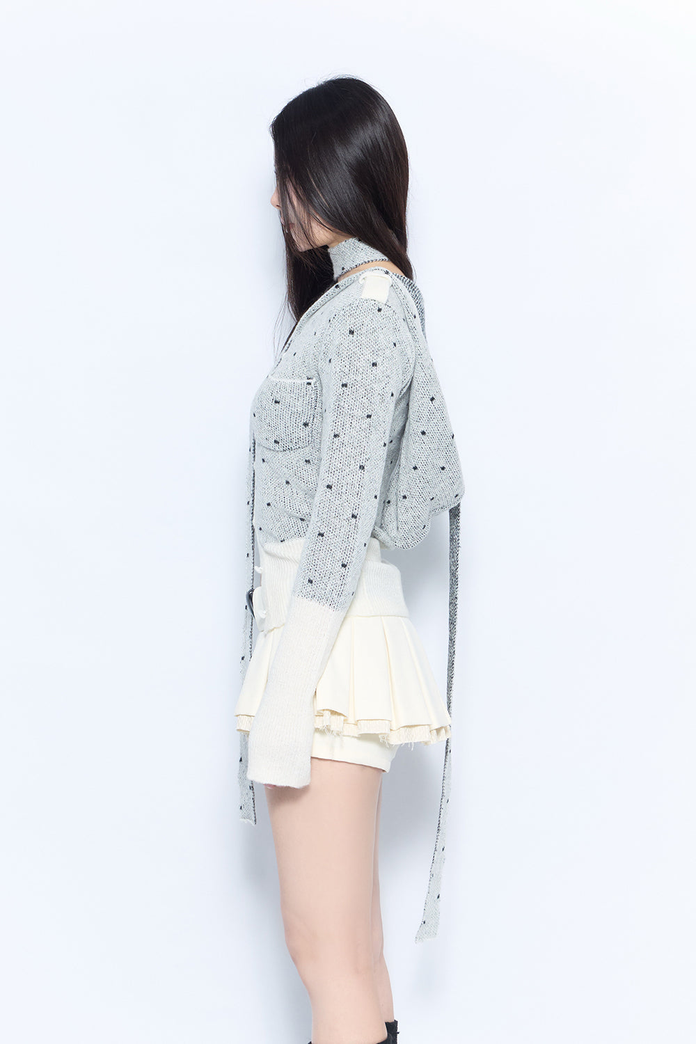 hooded tie knit tops
