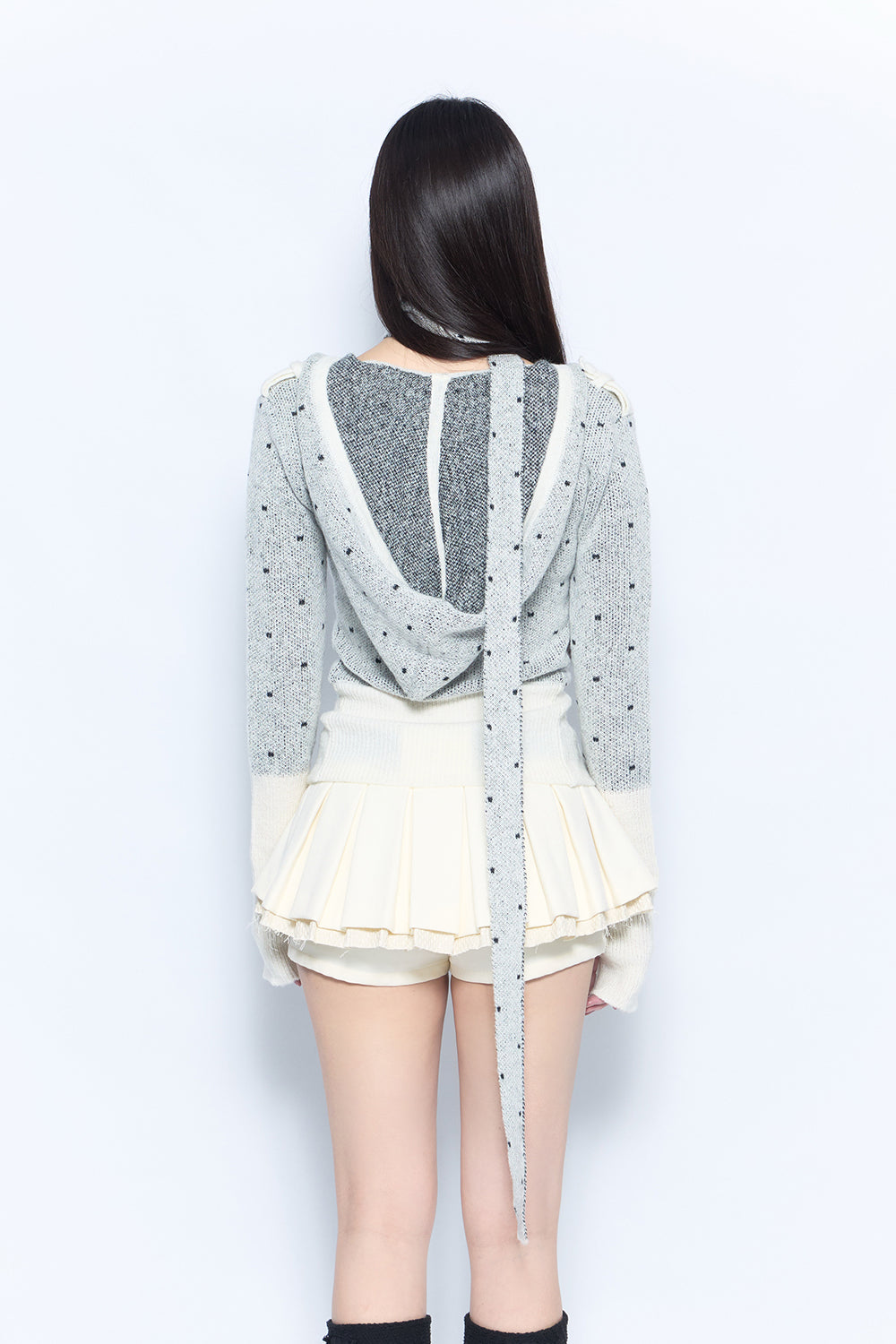 hooded tie knit tops