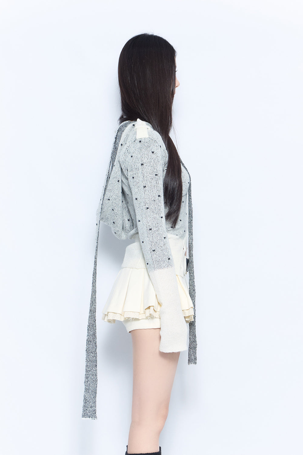 hooded tie knit tops