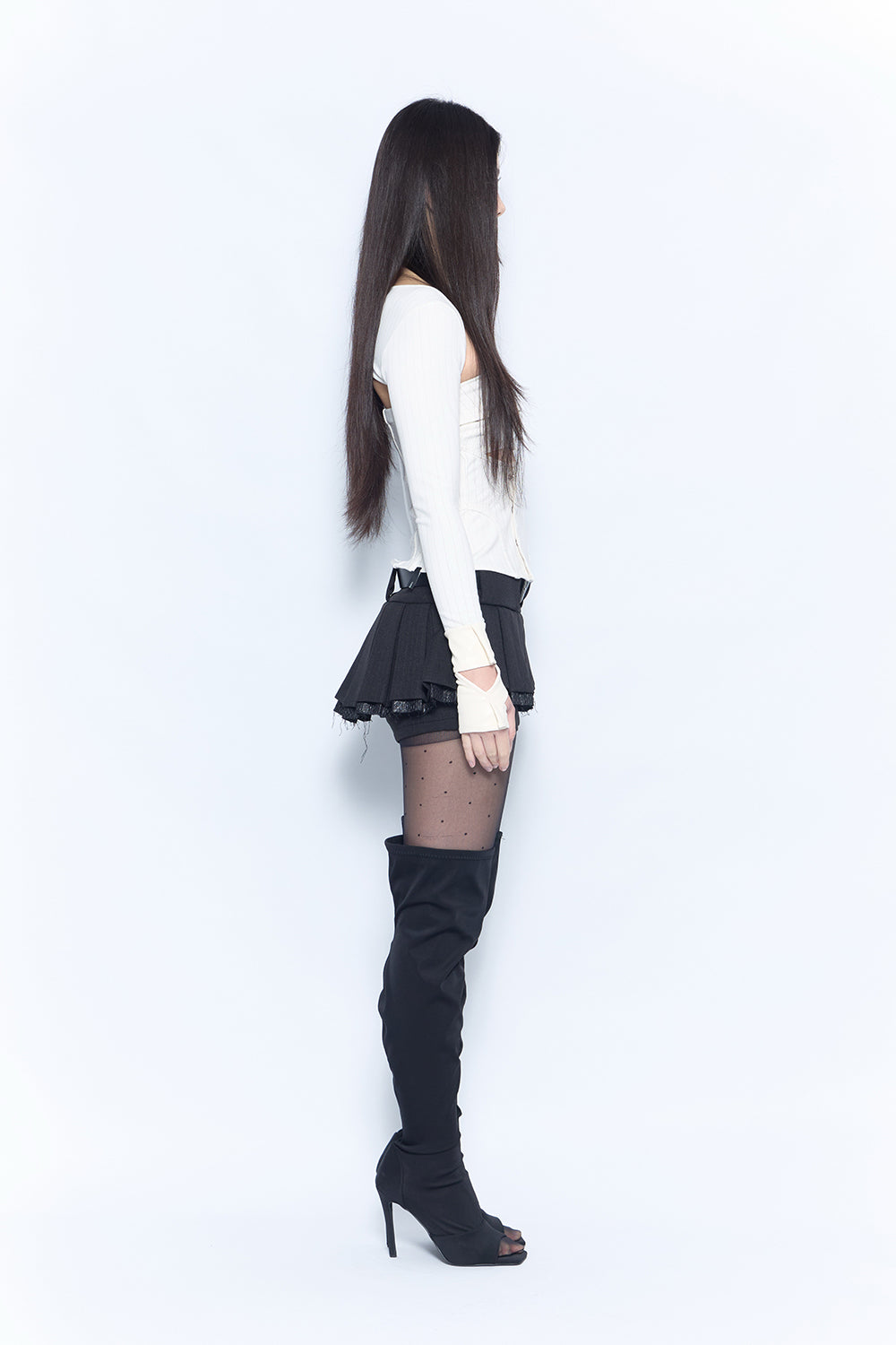 layered pleated skirt mini