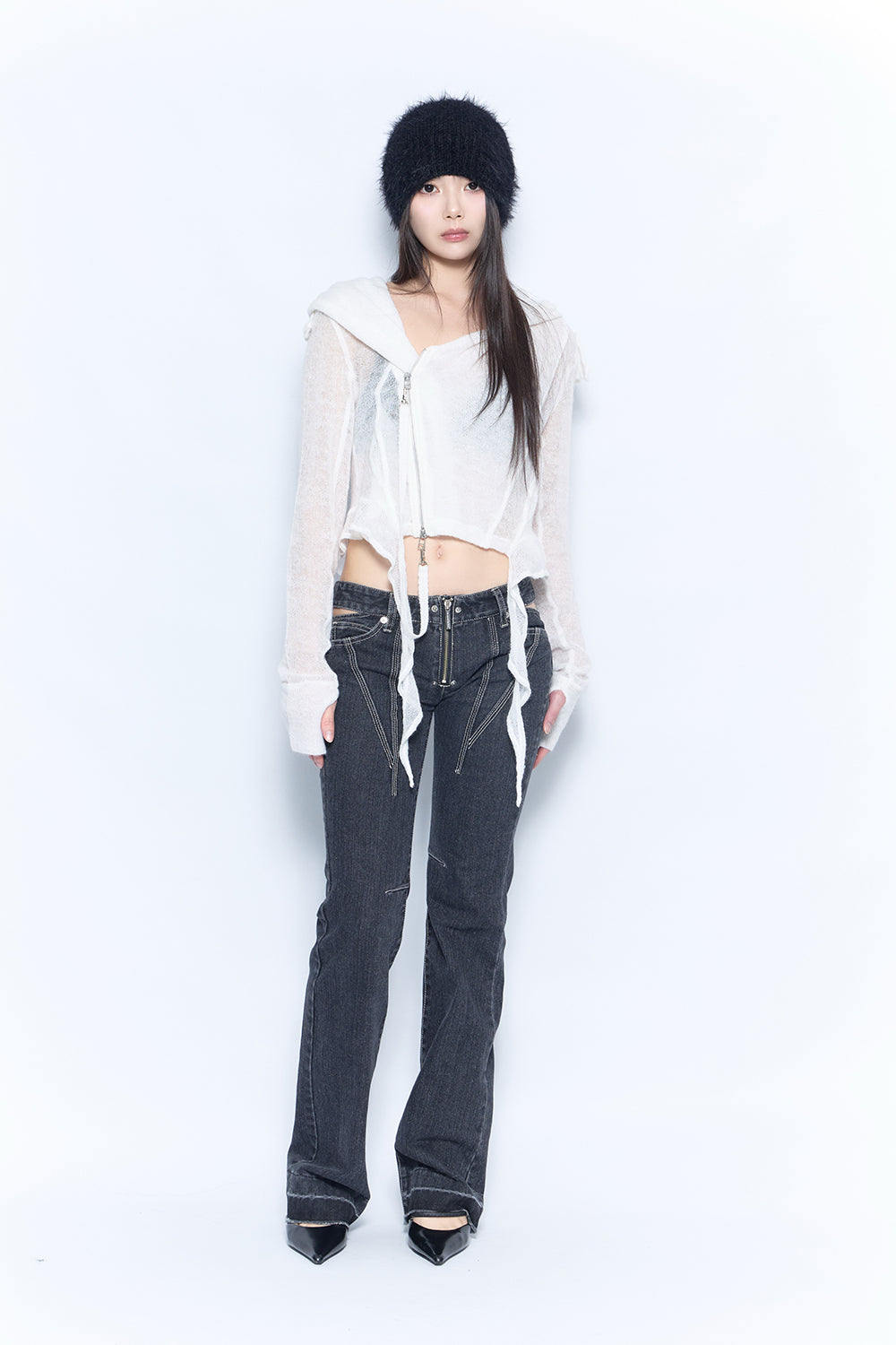 cutout stitch denim