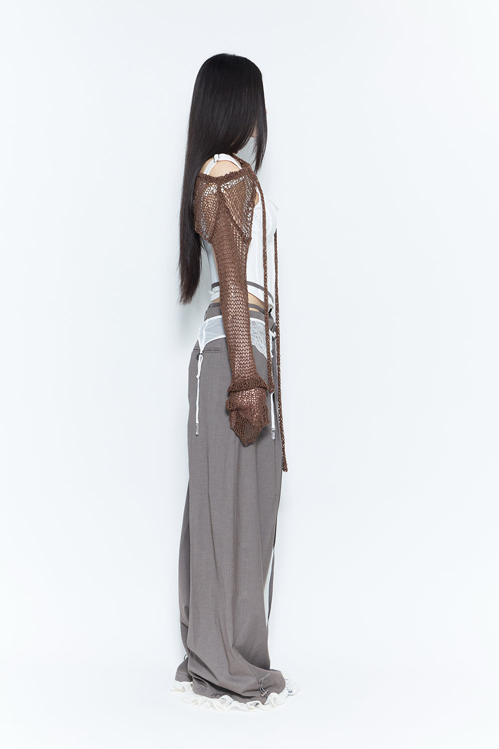 corded tailored pants lace