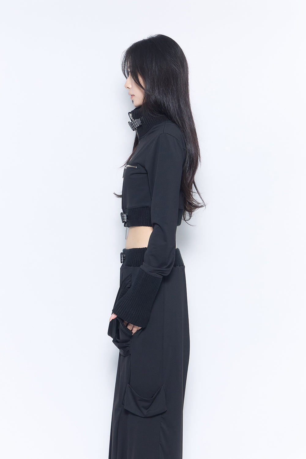belted zip jacket cropped