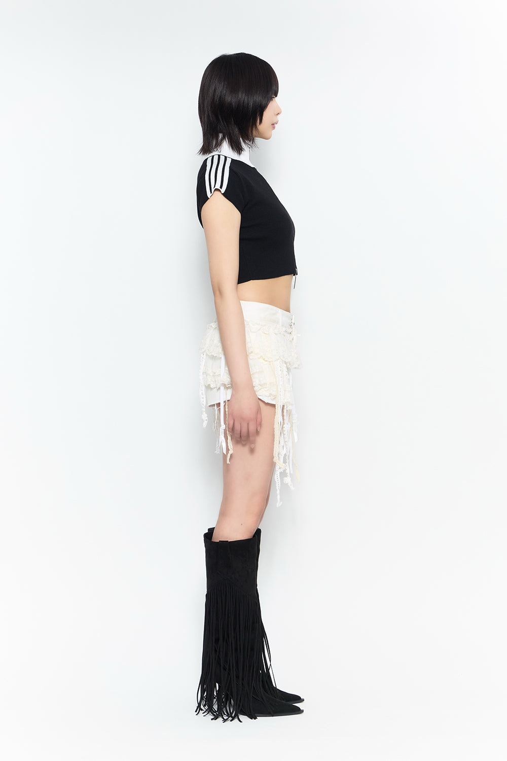 THEREDTHREAD / ザレッドスレッド】veil frill garter shorts