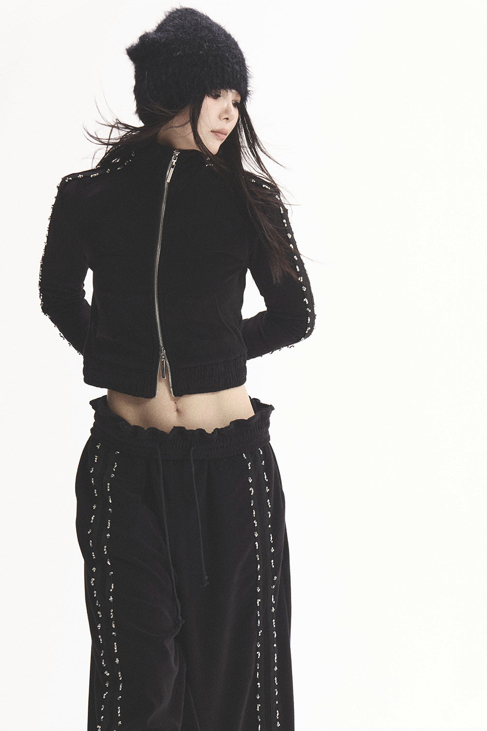 S beaded track jersey jacket