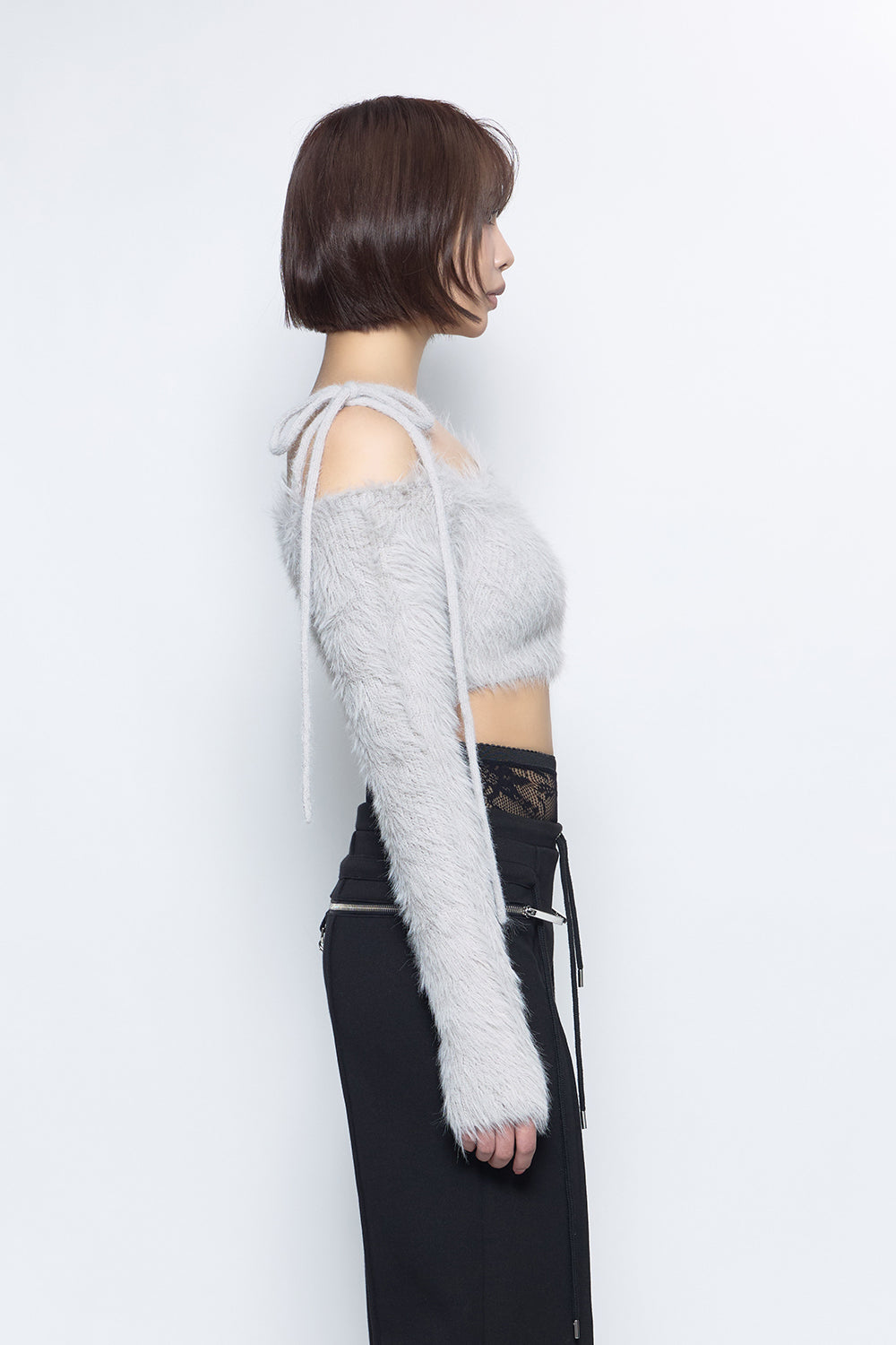 S feather knit cropped