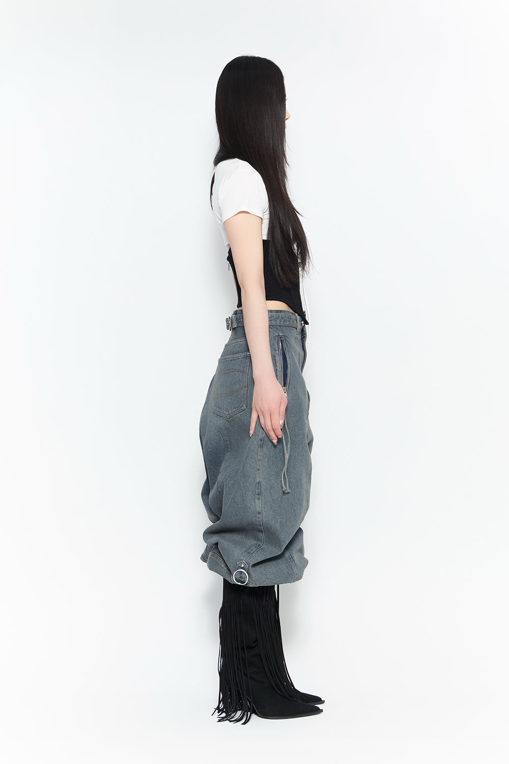 THEREDTHREAD / ザレッドスレッド】buckle wide denim