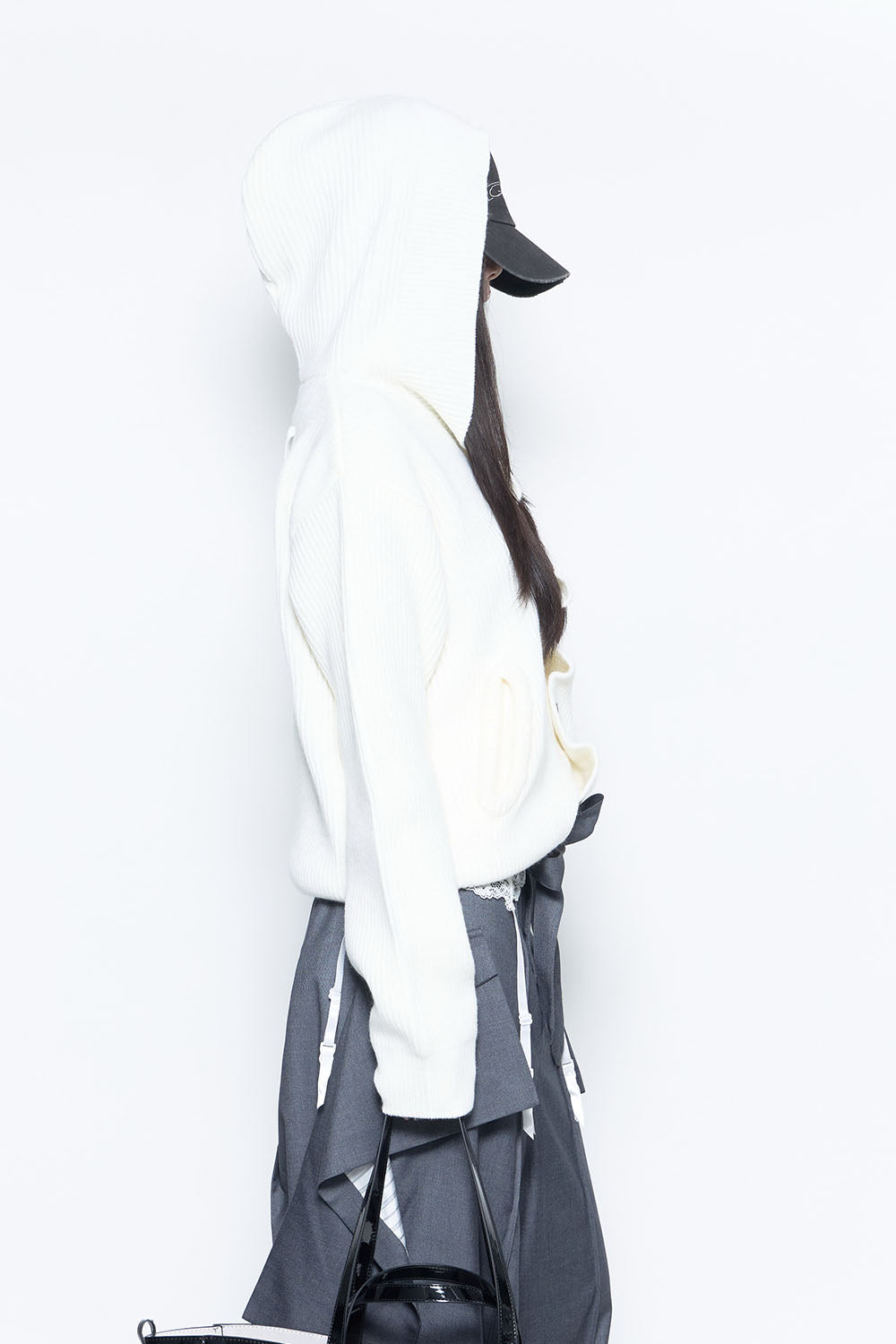 S button knit hoodie