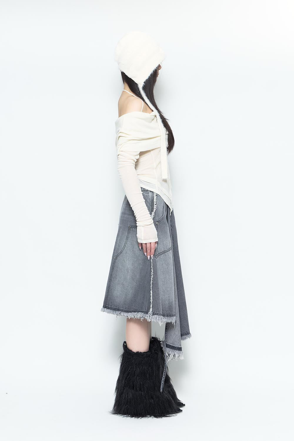 S double knee fray skirt