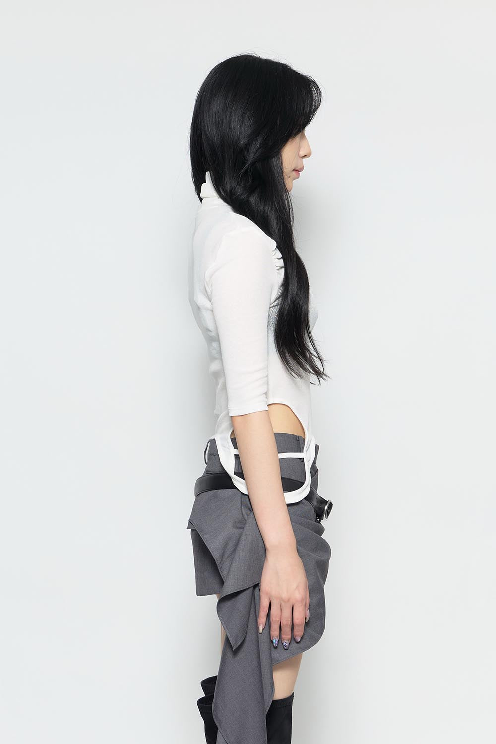 トップス theredthread S loop drape tops gry THEREDTHREAD / ザレッドスレッド】S loop drape tops