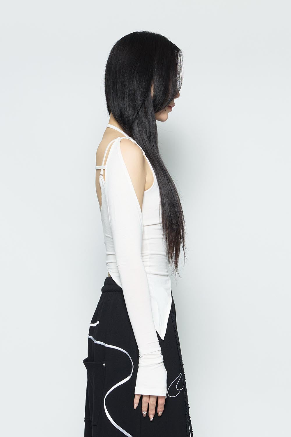 S asymmetric halter tops