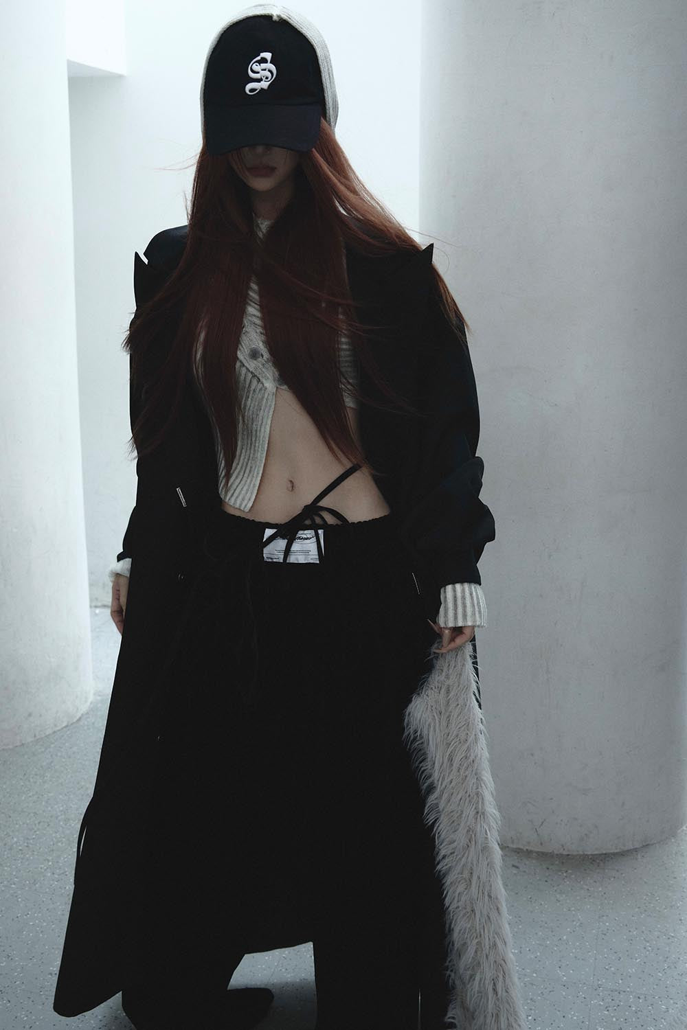 S asymmetric knit hoodie