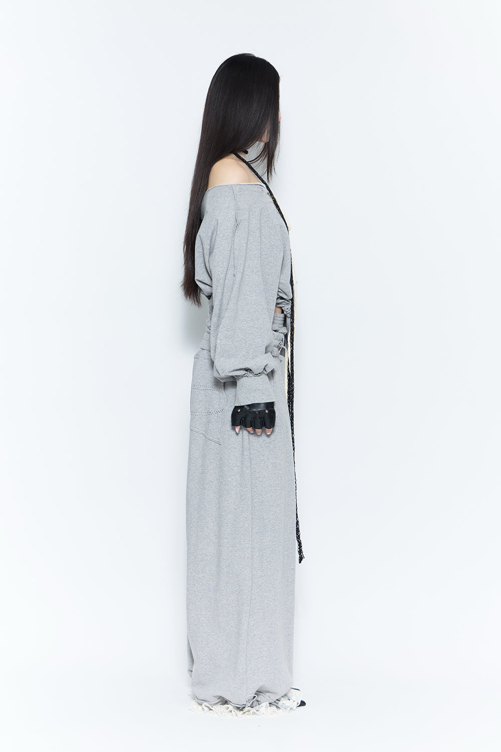 layered sweat pants lace
