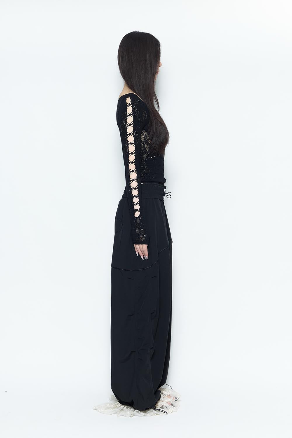 パンツ S nylon jersey pants lace theredthread THEREDTHREAD / ザレッドスレッド】S nylon jersey pants lace