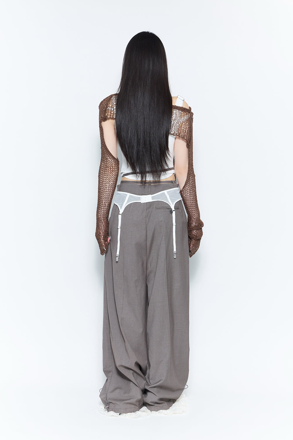 THEREDTHREAD】corded tailored pants lace