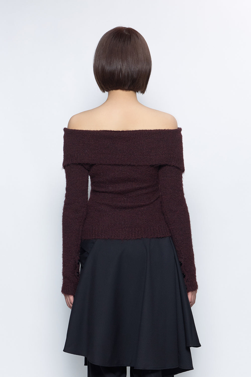 S fold collar offshoulder knit