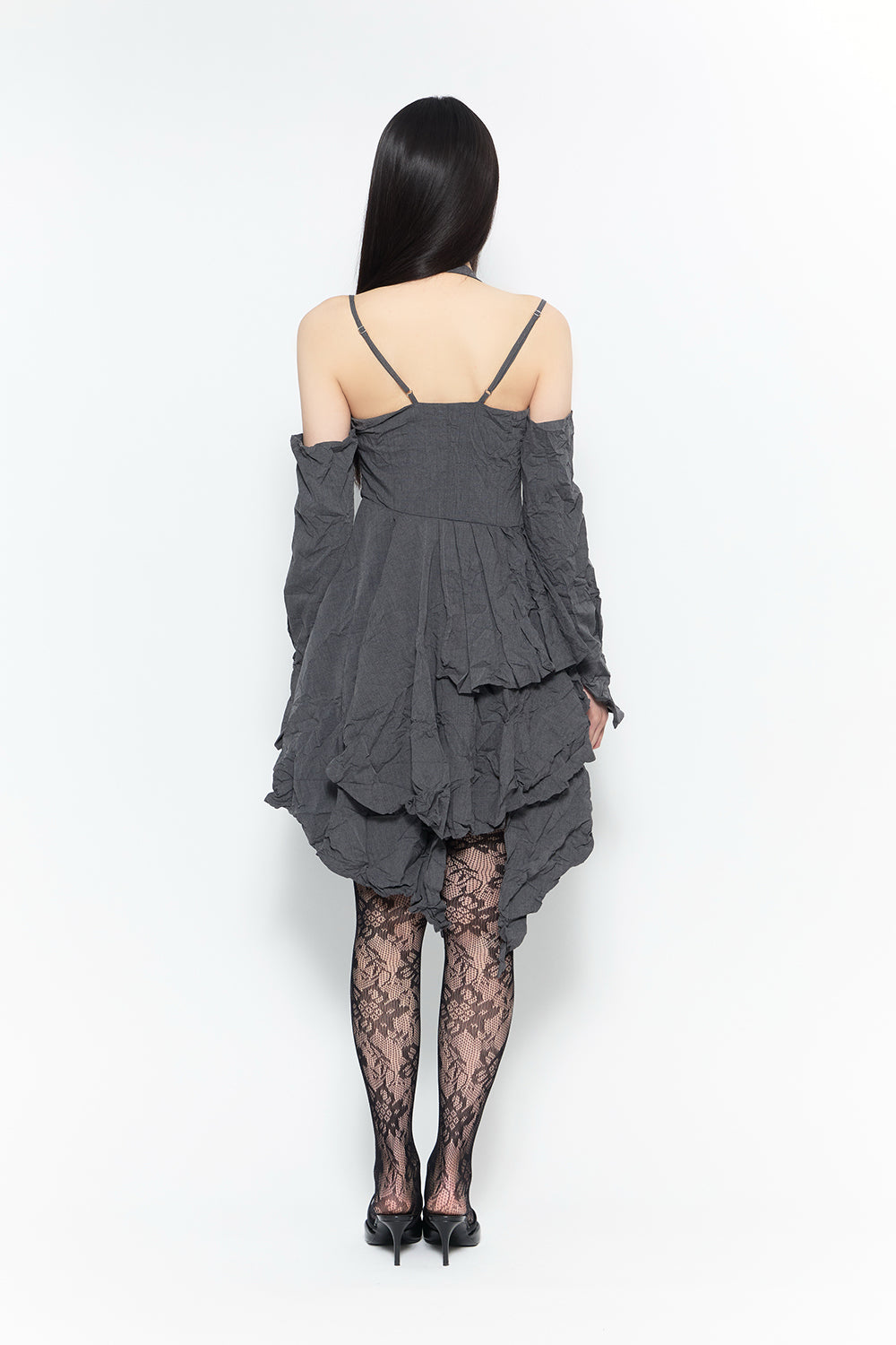 【theredthread crinkled layered dress】 THEREDTHREAD / ザレッドスレッド】crinkled layered dress