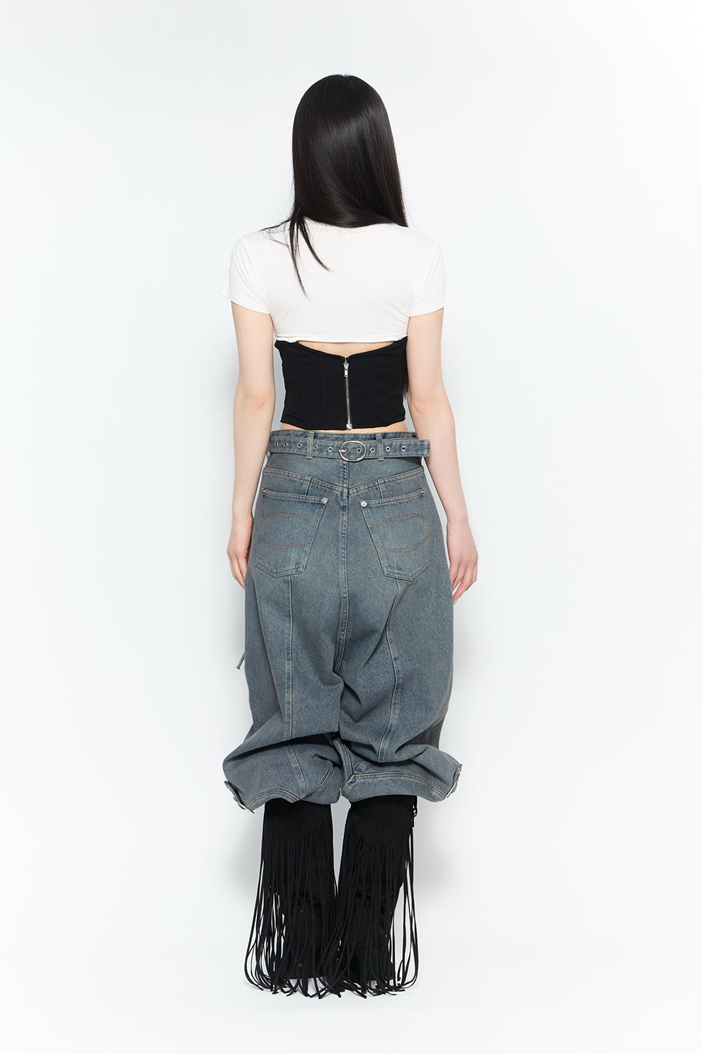 buckle wide denim