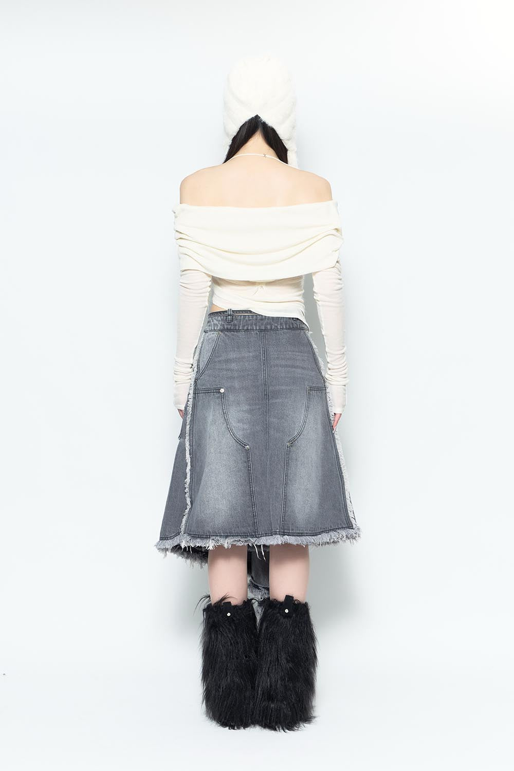 S double knee fray skirt