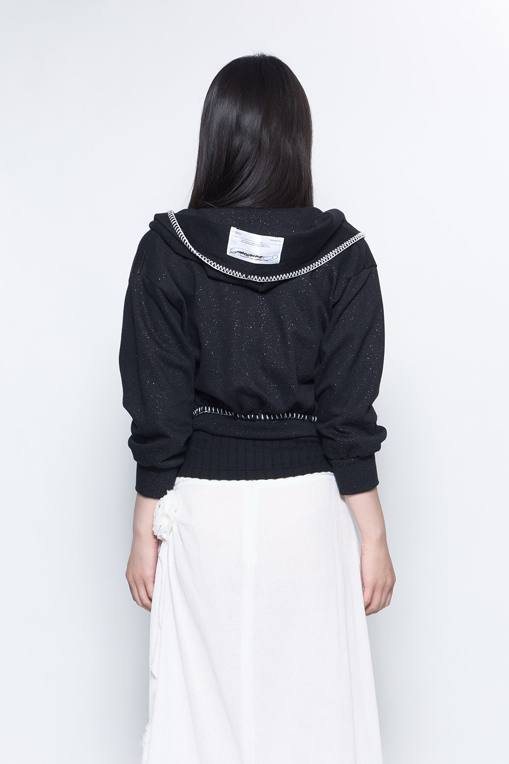 S mid-sleeve hoodie cropped