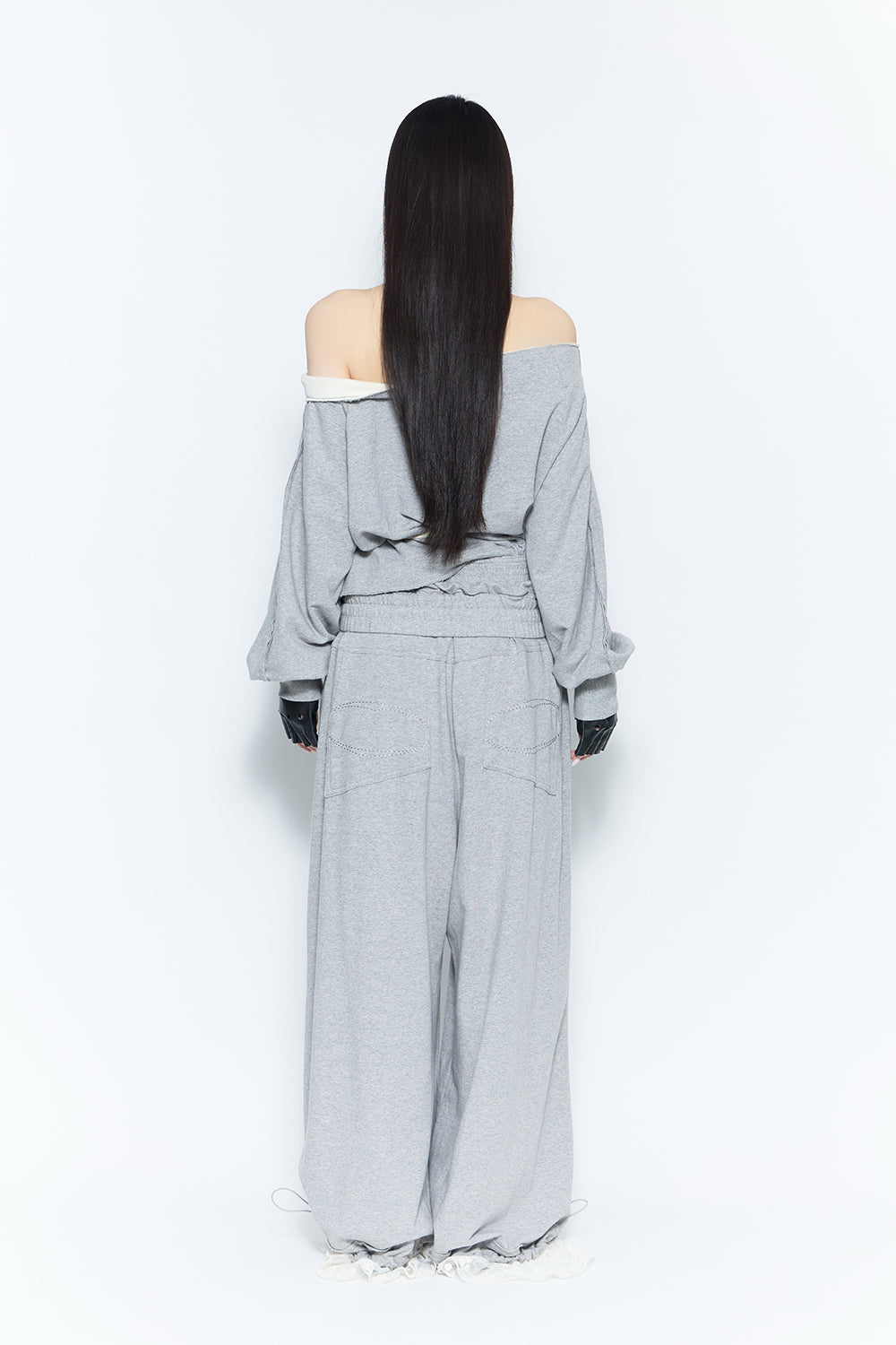 layered sweat pants lace