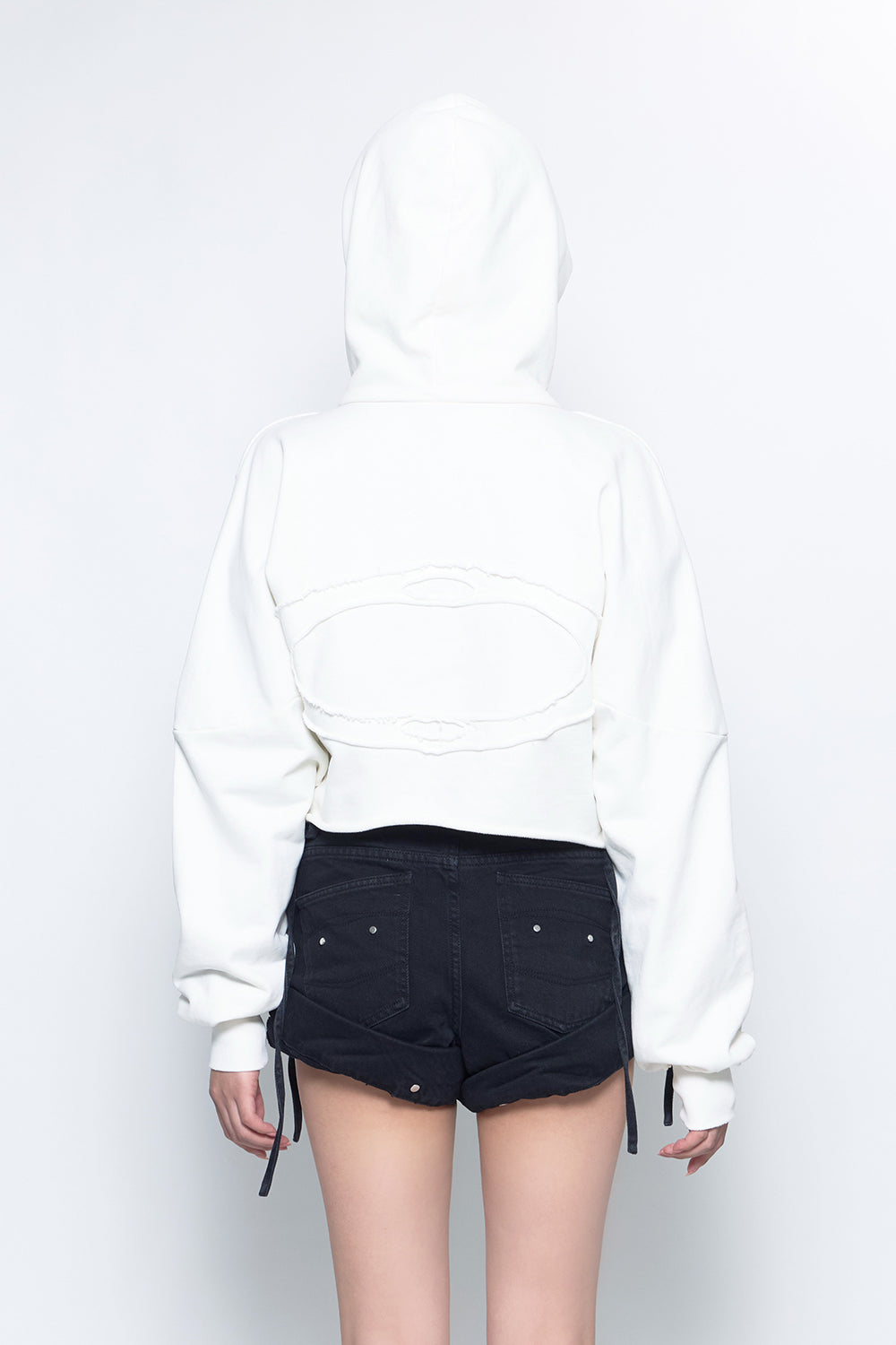 S open shoulder hoodie