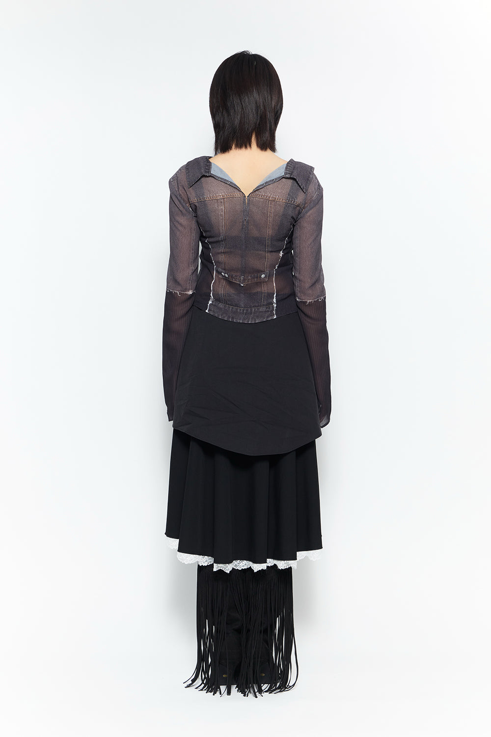 THEREDTHREAD / ザレッドスレッド】tailored lace drape skirt