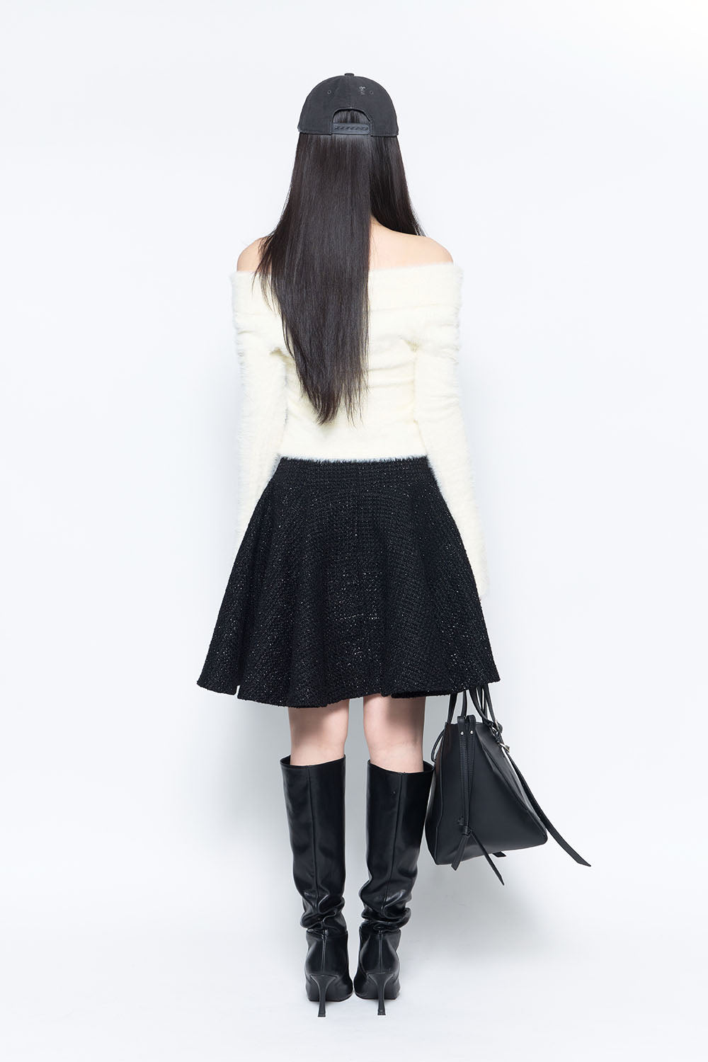 S tweed flare skirt