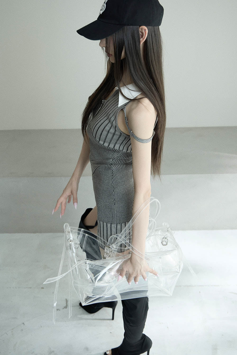 THEREDTHREAD / ザレッドスレッド】S oneshoulder shirt knit dress