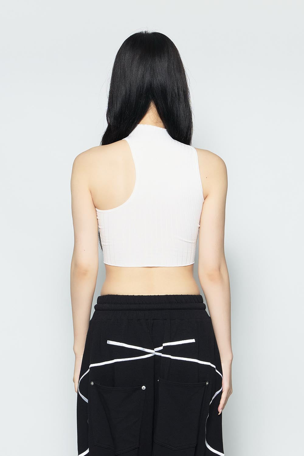 S asymmetric zip up tank