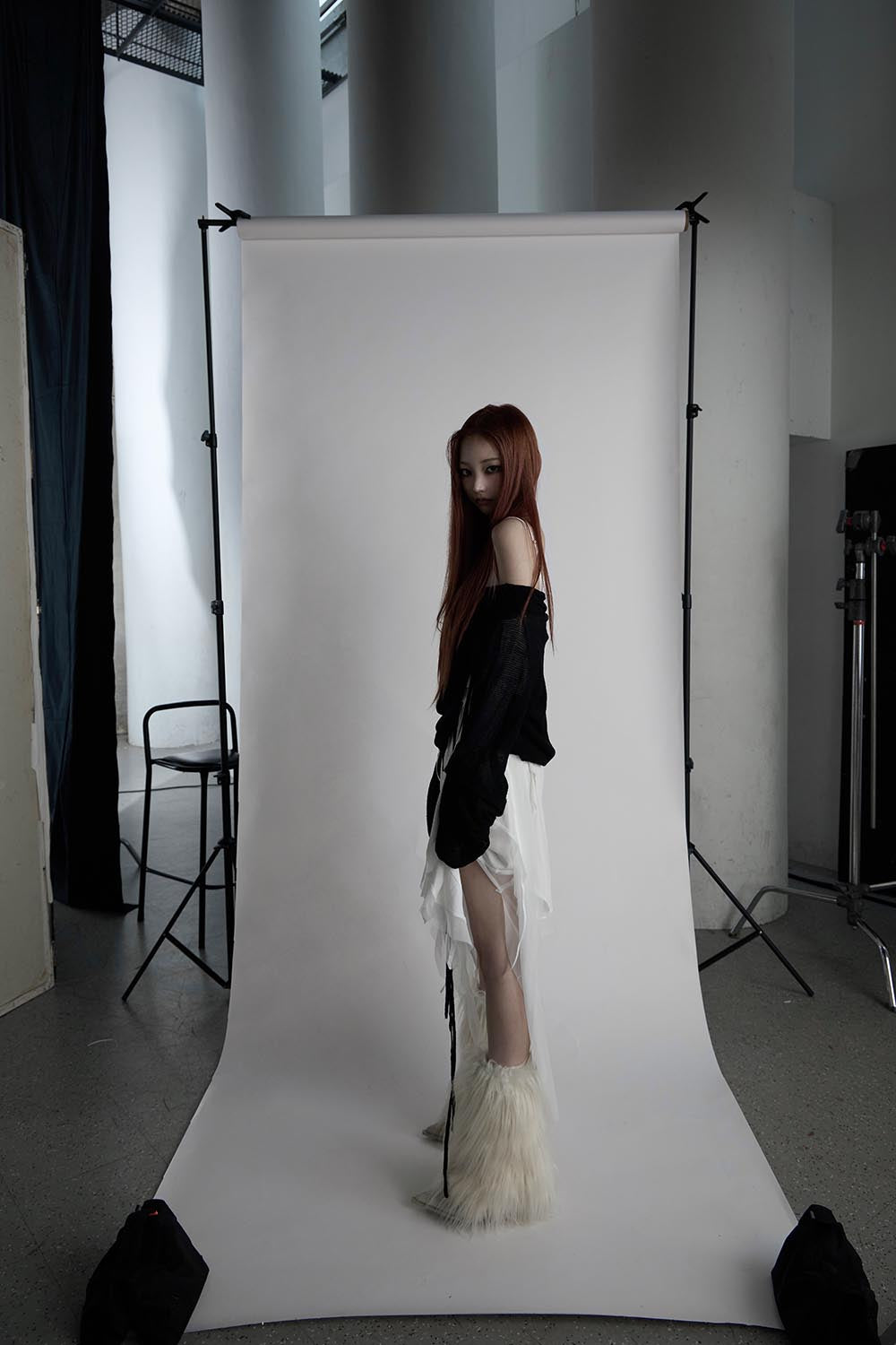 S asymmetry ruffle dress