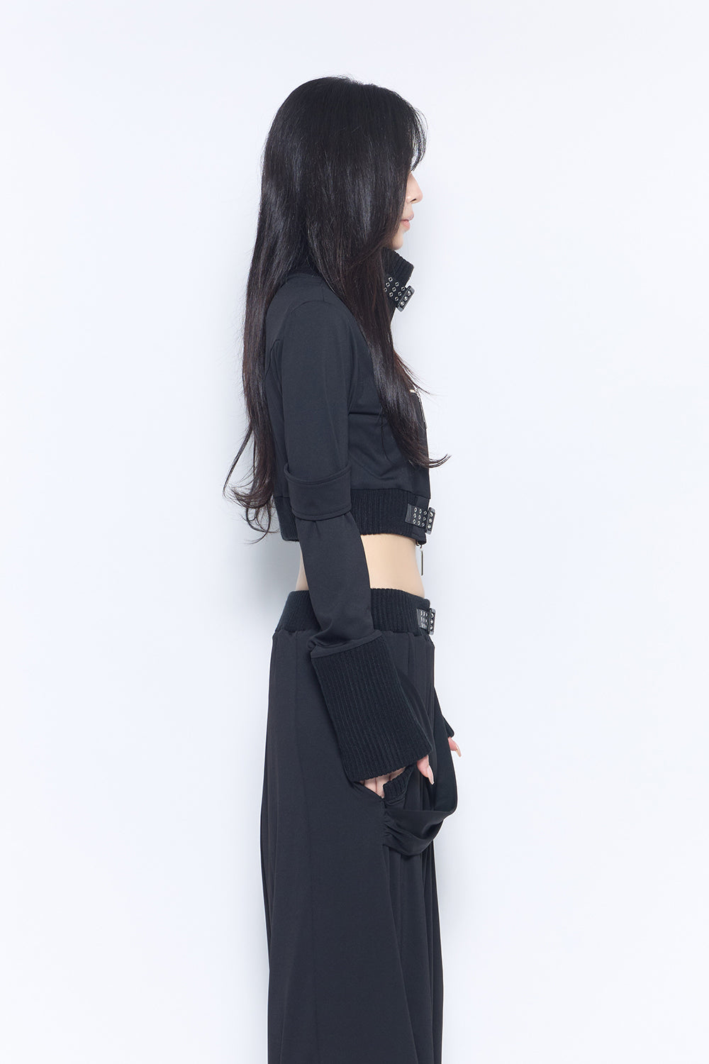 belted zip jacket cropped