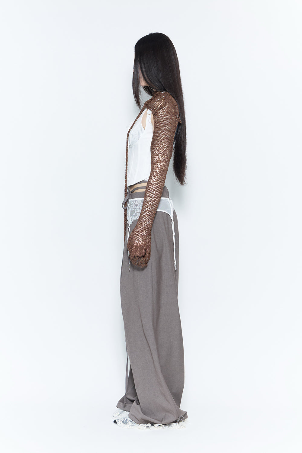 corded tailored pants lace