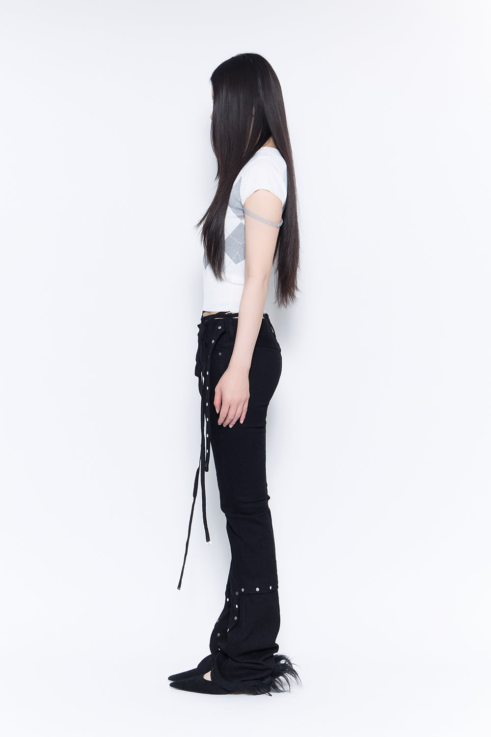 THEREDTHREAD / ザレッドスレッド】studded denim flare