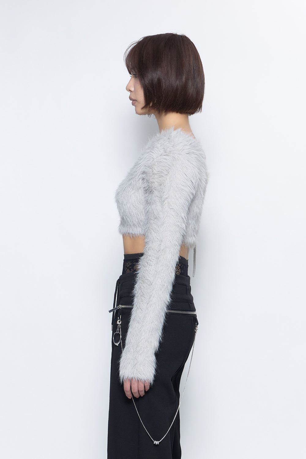 S feather knit cropped
