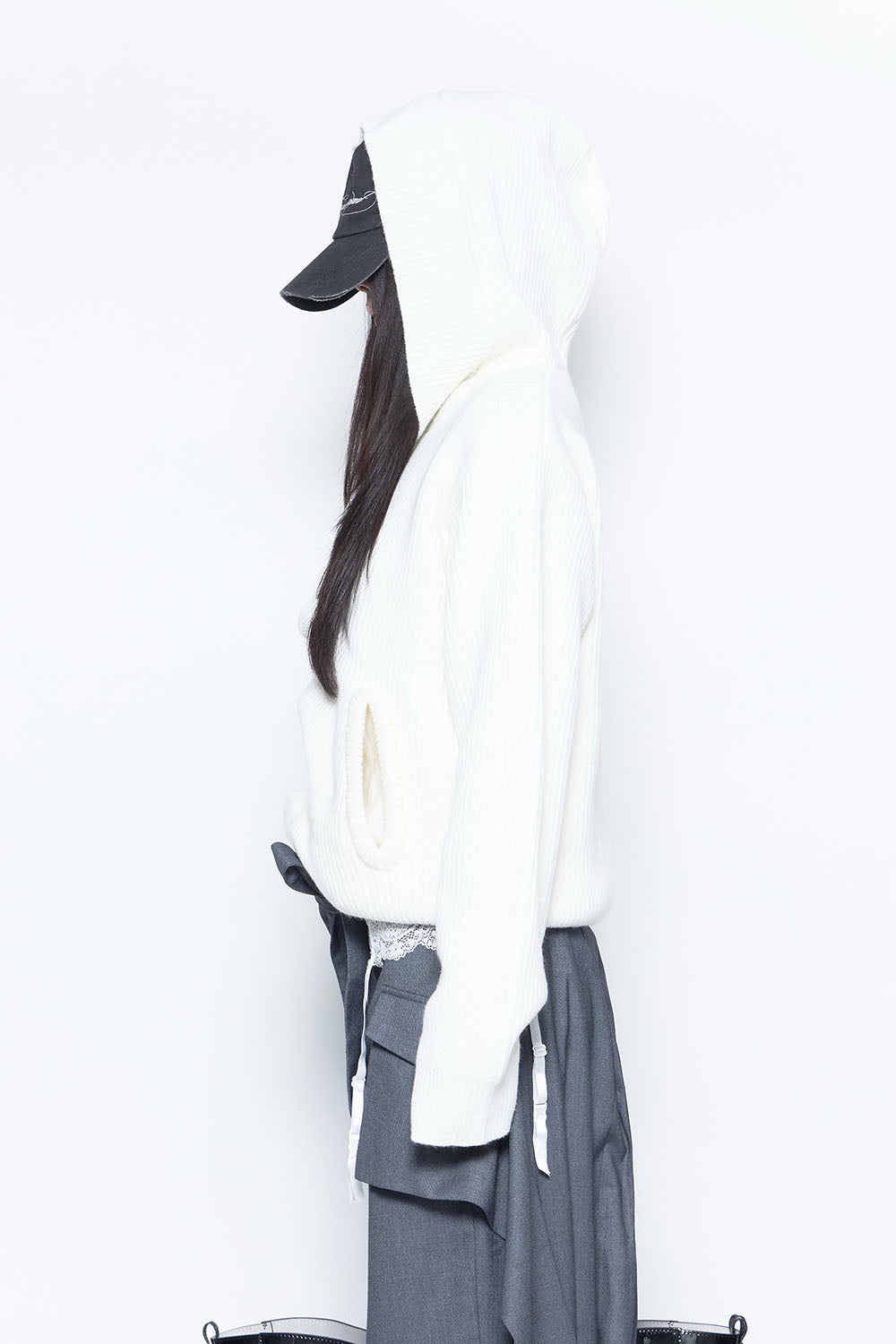 S button knit hoodie