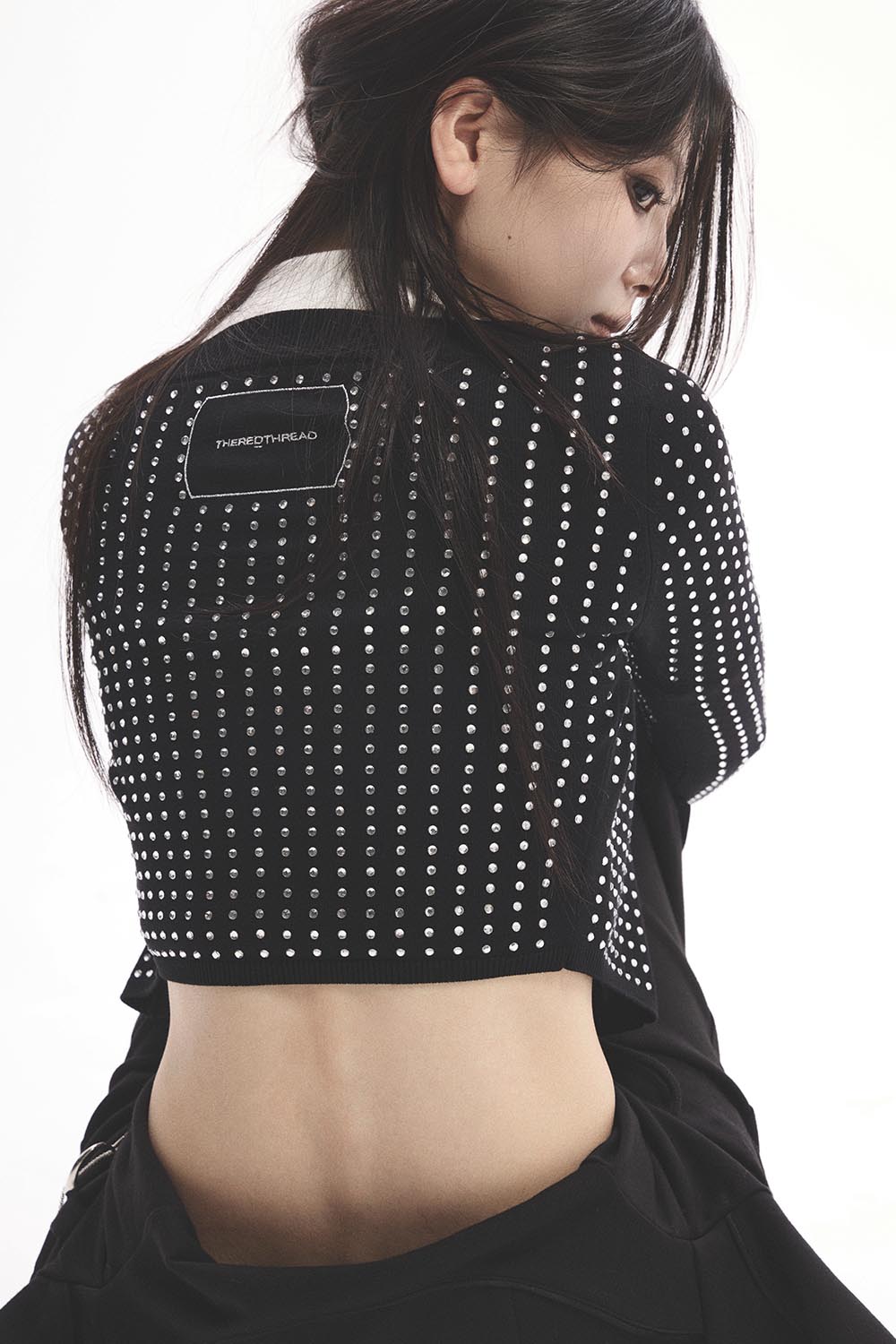 S rhinestone cardigan cropped