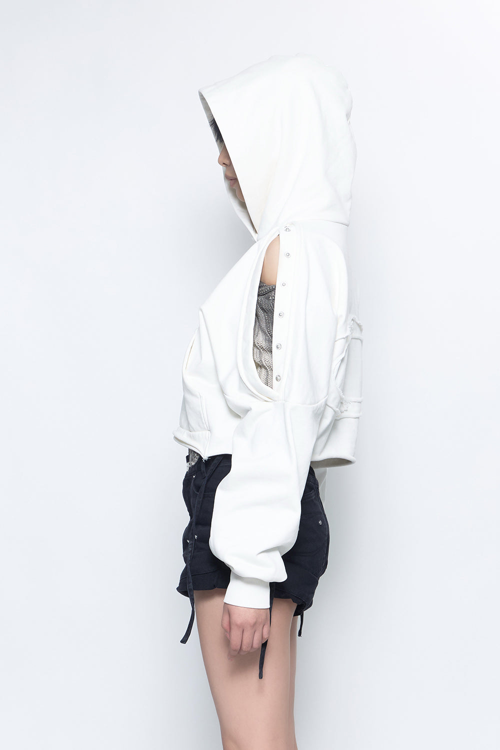 S open shoulder hoodie