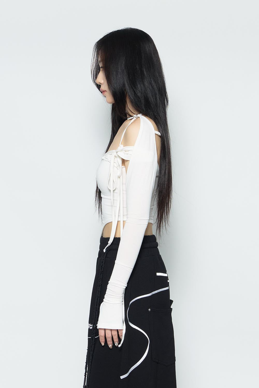 S asymmetric halter tops