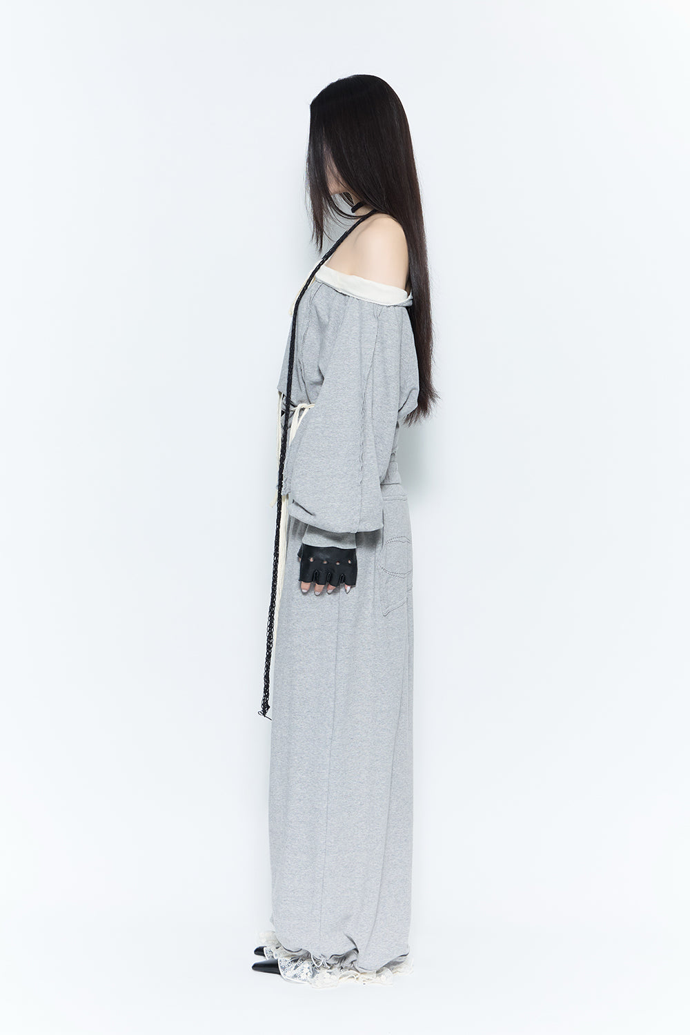 layered sweat pants lace