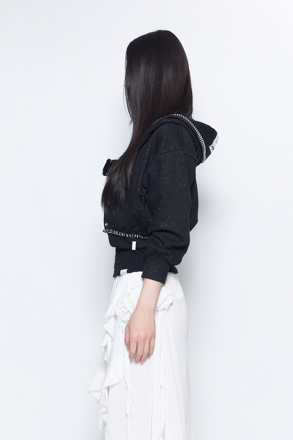 THEREDTHREAD / ザレッドスレッド】S mid-sleeve hoodie cropped
