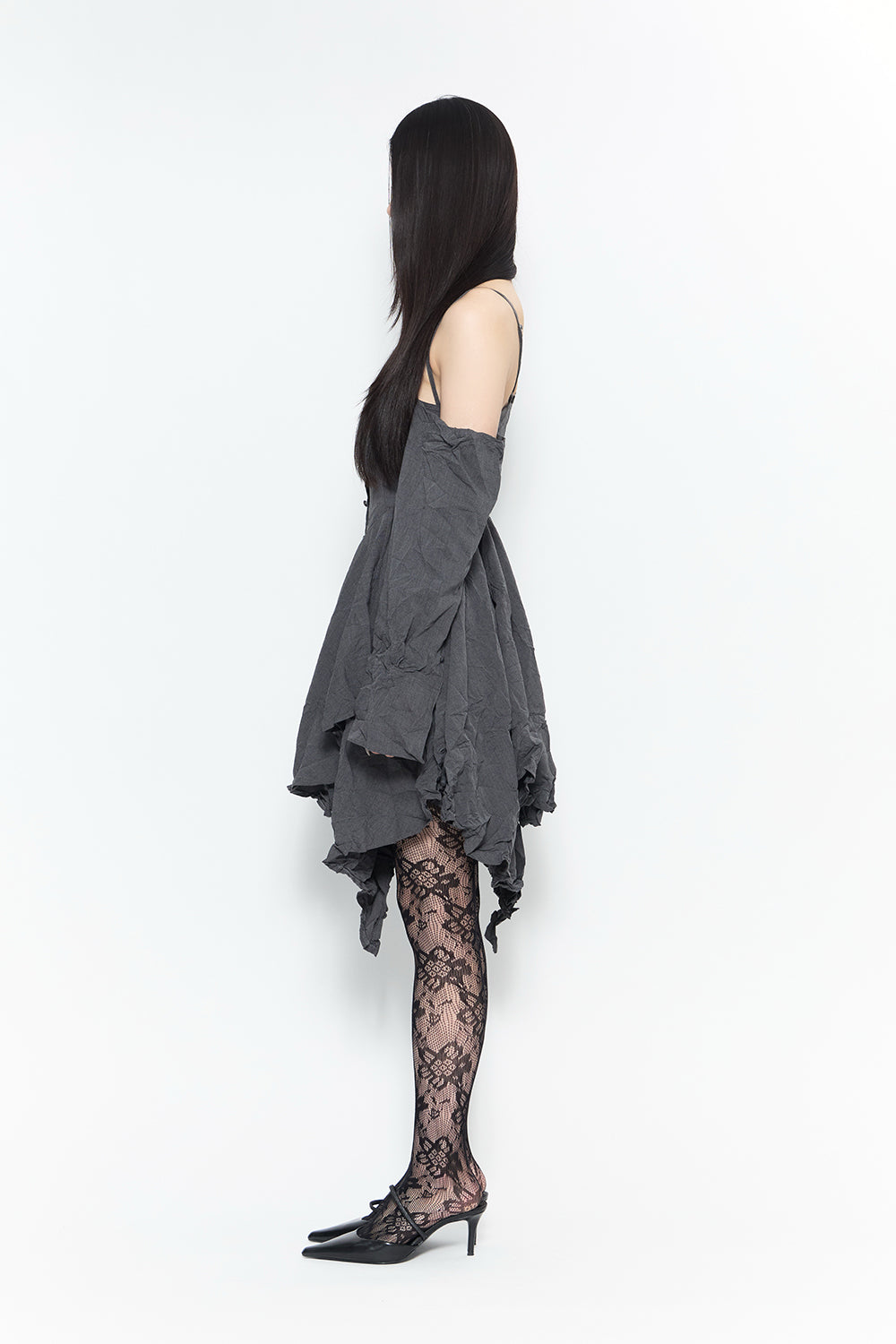 THEREDTHREAD / ザレッドスレッド】crinkled layered dress
