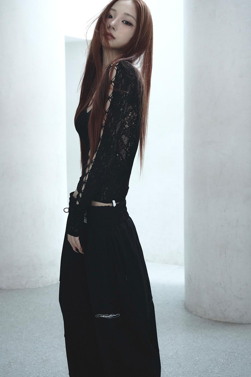 トップス THEREDTHREAD S RUCHED SCULPT BODY LACE THEREDTHREAD / ザレッドスレッド】S ruched sculpt body lace